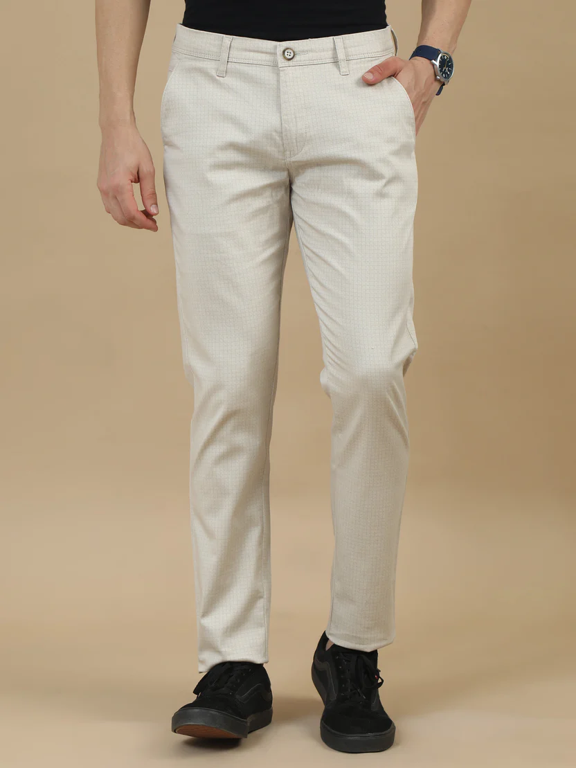  Erkek Krem Renk Kaliteli Esnek Likralı Bilek Boy Kumaş Pantolon