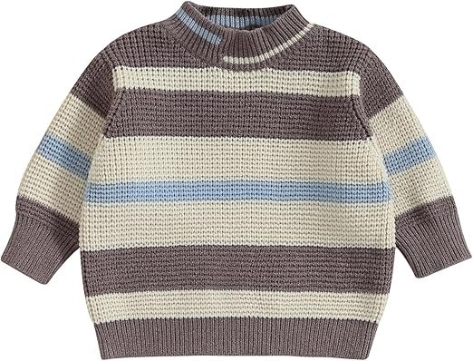 Çocuk Uzun Kollu Bisiklet Yaka Çizgili Triko Kazak