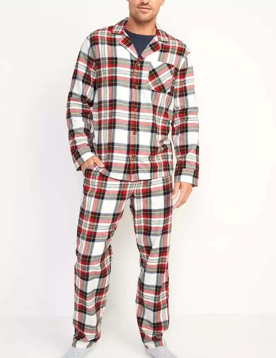 Kahve Beyaz Ekose Desenli Polar Erkek Pijama Takımı